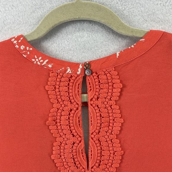 Daniel Rainn Women’s Top/Blouse Sz M Coral Rayon/Spandex Cotton Lace Detail NWT - Picture 6 of 11